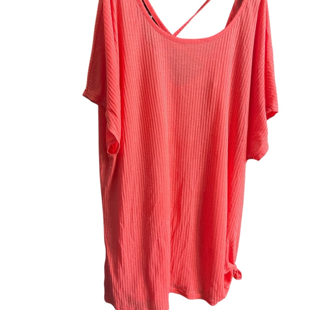Pink Swim Coverup with Dolman Sleeves and Scoop Neck